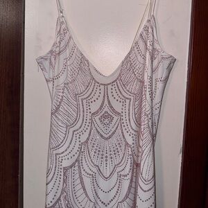 3/4 3 4 Gorgeous White Prom Formal Bridesmaid Dress Rose Gold Glitter Design